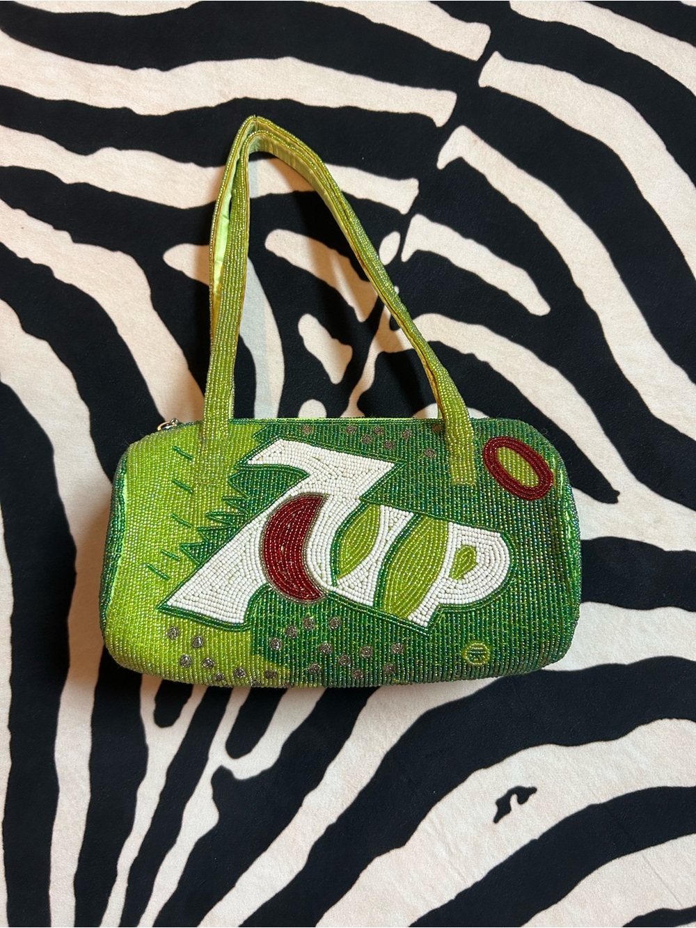 7UP Beaded Green Statement Shoulder Bag